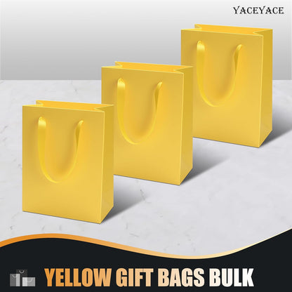 Yellow Gift Bags 20Pack 8"x10" Kraft Paper Gift Bags with Handles | Yellow Paper Bag Bulk, Boutique Bag for Birthday, Party, Retail,Shopping