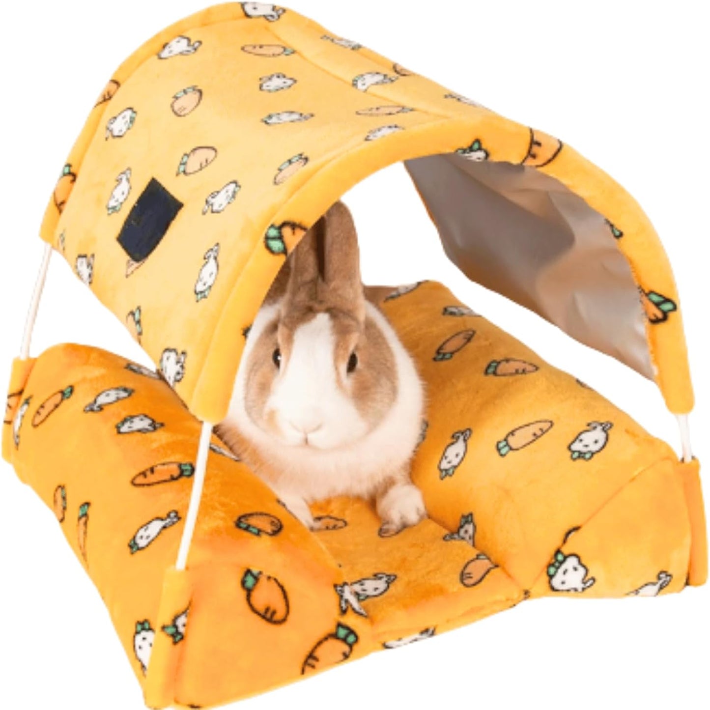 Rabbit Bed, Guinea Pig Hideout Washable Small Animal House Cage Accessories for Dwarf Rabbits Chinchillas Hamsters Hedgehogs Ferrets Bearded Dragons and Rats (Yellow)
