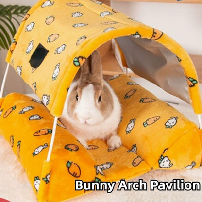 Rabbit Bed, Guinea Pig Hideout Washable Small Animal House Cage Accessories for Dwarf Rabbits Chinchillas Hamsters Hedgehogs Ferrets Bearded Dragons and Rats (Yellow)
