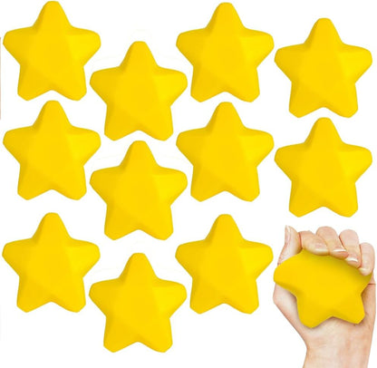 12 Pack Yellow Star Stress Balls, 3 Inch Squishy Party Favor | 276-piece set in 4.75x6.5x10.5in case. Non-toxic watercolor & crayon supplies for parties, classrooms & travel.
