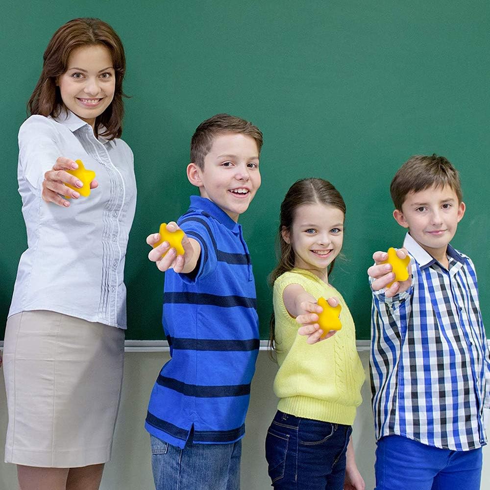 12 Pack Yellow Star Stress Balls, 3 Inch Squishy Party Favor | 276-piece set in 4.75x6.5x10.5in case. Non-toxic watercolor & crayon supplies for parties, classrooms & travel.