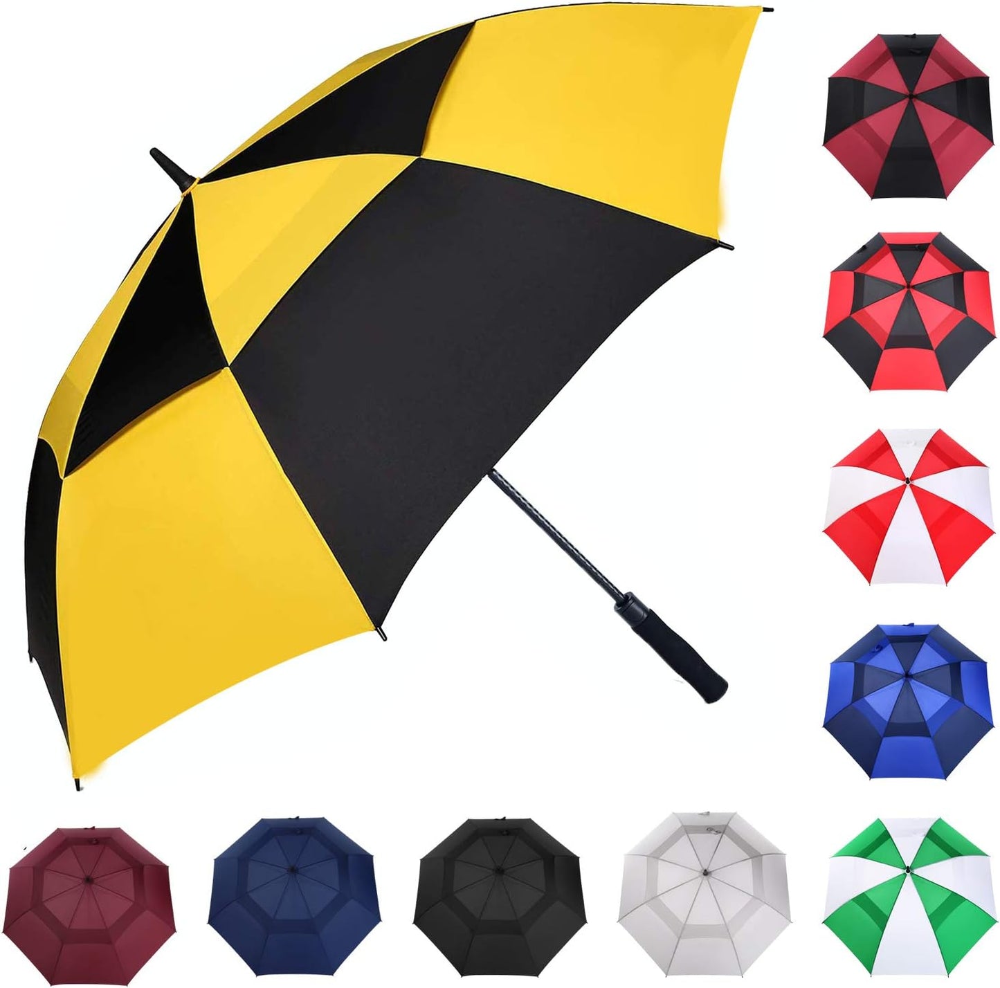 Extra Large Golf Umbrella,54/62/68/72 Inch Automatic Open Umbrella | Double Canopy Vented Windproof, 210T Pongee Fabric Waterproof , Large Umbrellas for Rain Heavy Duty, Big Umbrella, Oversized