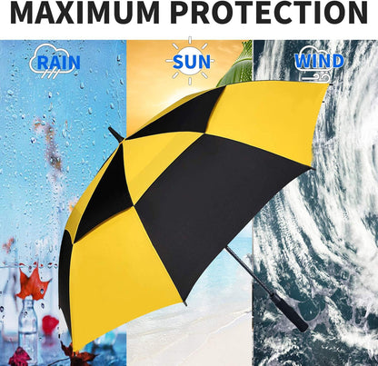 Extra Large Golf Umbrella,54/62/68/72 Inch Automatic Open Umbrella | Double Canopy Vented Windproof, 210T Pongee Fabric Waterproof , Large Umbrellas for Rain Heavy Duty, Big Umbrella, Oversized