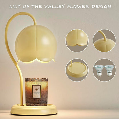 Light Yellow Cute Flower Candle Warmer Lamp with Timer Dimmable, Bedroom House Office Aesthetic Living Girls Room New Home Decor, Christmas Birthday New Year Gifts for Women Mom