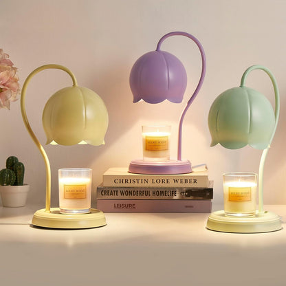 Light Yellow Cute Flower Candle Warmer Lamp with Timer Dimmable, Bedroom House Office Aesthetic Living Girls Room New Home Decor, Christmas Birthday New Year Gifts for Women Mom