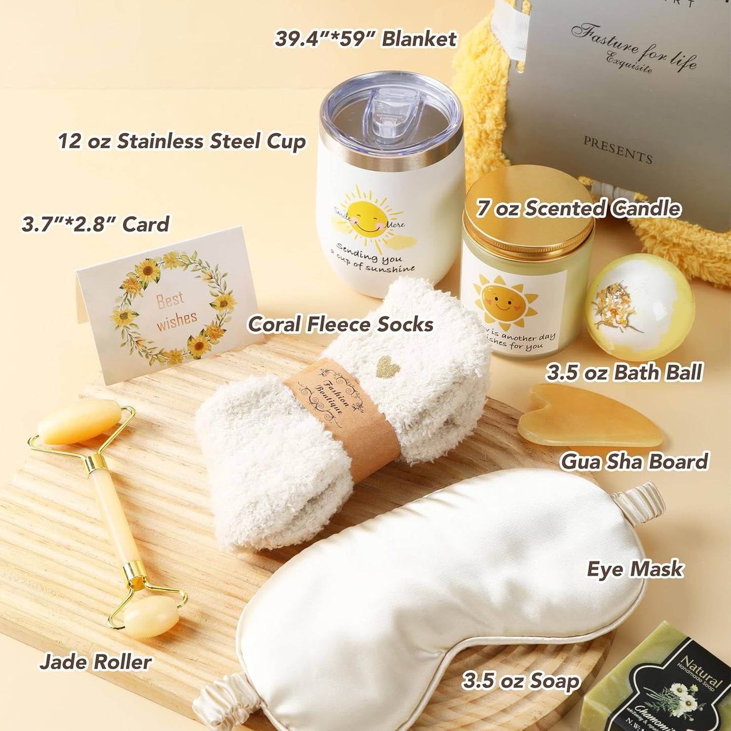 Get Well Soon Gifts, 11PCS Birthday Gifts for Women with Blanket, Care Package for Women, Thinking of You Gifts, Sympathy Gift Baskets, Self Care Gift - Brighten Her Day