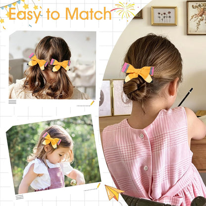 Back to School Pencil Hair Bows Clips,The Hand Painted Yellow Pencil Schoolgirl Pigtail Bows Clips Gifts for Toddler Kids Kindergarten 1st 2nd 3rd 4th 5th Grade (Pencil Bows 3) (Printing Pencil)
