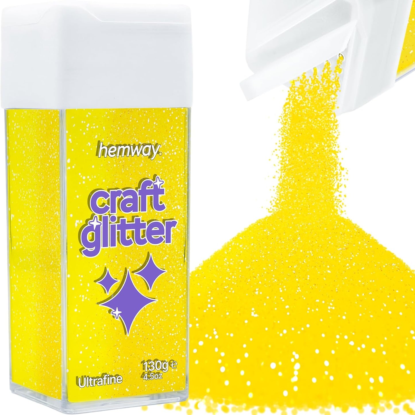Craft Glitter Shaker Fluorescent Yellow 110g Ultrafine | Craft Glitter Shakers for Resin & Epoxy Crafts, Christmas Art Supplies, Nail, Festival, Crafting, Sparkle