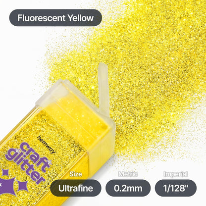 Craft Glitter Shaker Fluorescent Yellow 110g Ultrafine | Craft Glitter Shakers for Resin & Epoxy Crafts, Christmas Art Supplies, Nail, Festival, Crafting, Sparkle