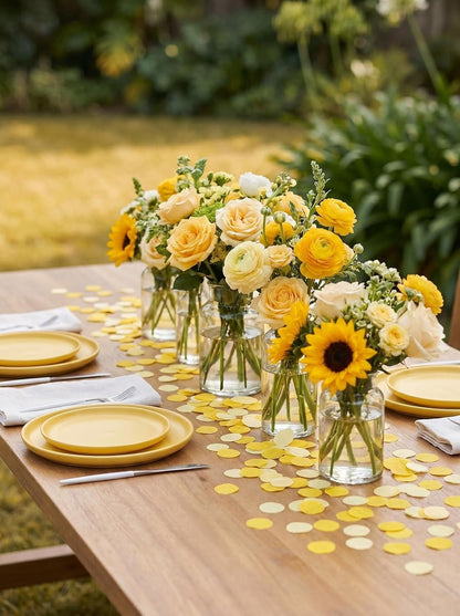 1 Inch Yellow Ivory Party Scatter Table Decoration for Baby Shower Ombre Yellow Birthday Baby Shower Bee Sunflower Lemon Party Supplies Crepe Paper Confetti1000 Pcs