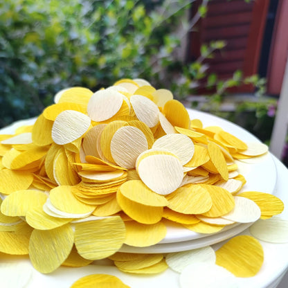1 Inch Yellow Ivory Party Scatter Table Decoration for Baby Shower Ombre Yellow Birthday Baby Shower Bee Sunflower Lemon Party Supplies Crepe Paper Confetti1000 Pcs