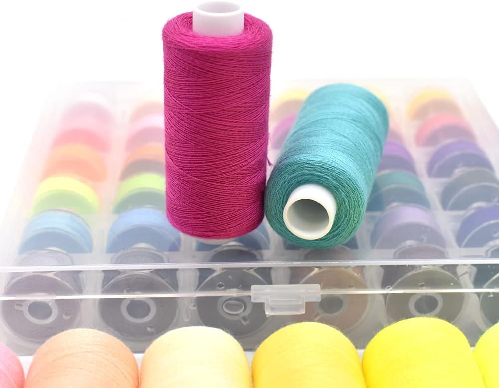 72Pcs 36 Colors Prewound Bobbins and Thread Spools for Hand & Machine Sewing, Emergency and Travel, DIY and Home, 36 Colors 400 Yards per Polyester Thread Spools