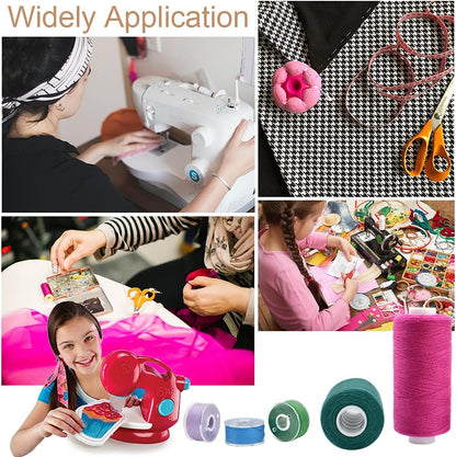 72Pcs 36 Colors Prewound Bobbins and Thread Spools for Hand & Machine Sewing, Emergency and Travel, DIY and Home, 36 Colors 400 Yards per Polyester Thread Spools