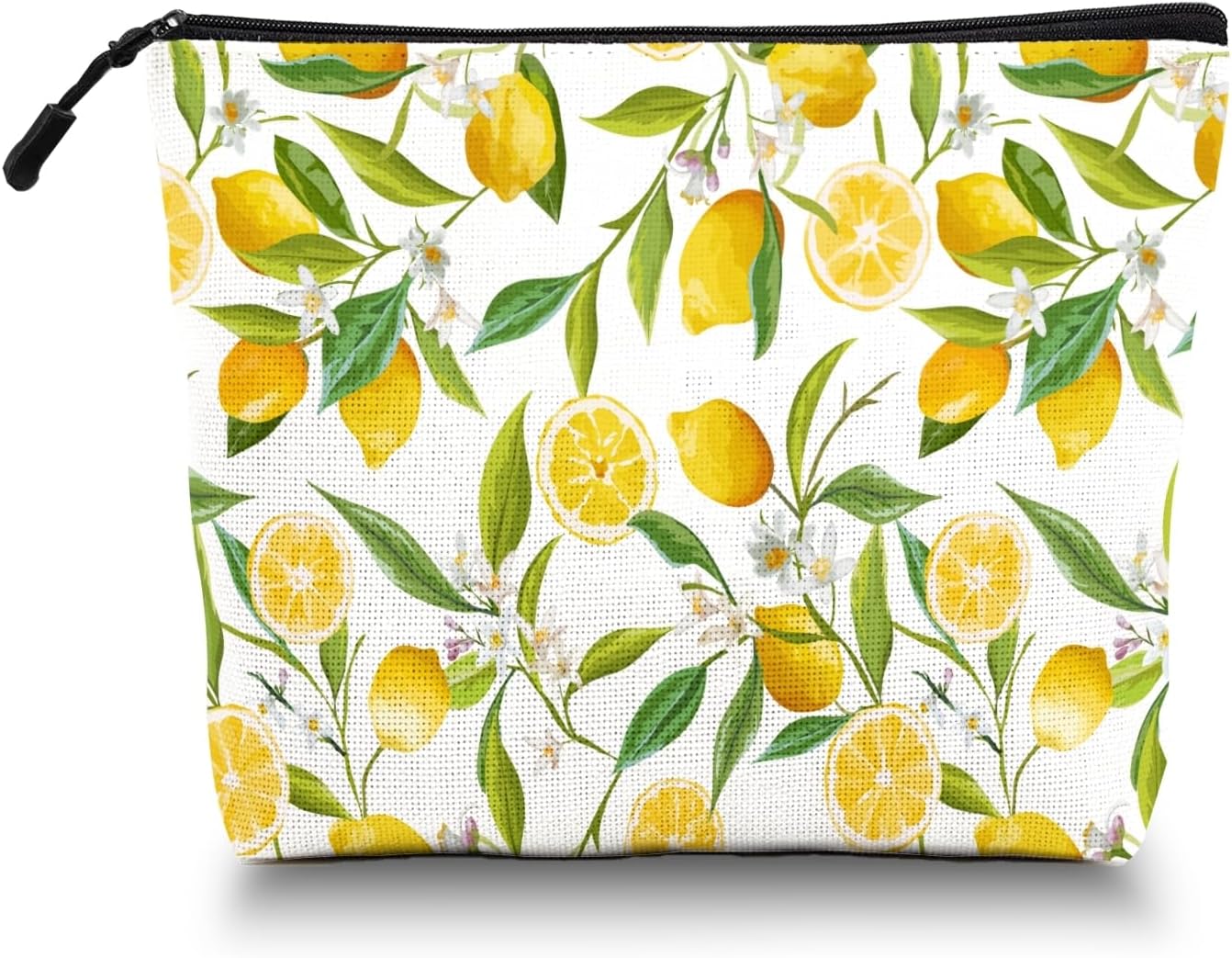 Makeup Bag Travel Makeup Organizer Waterproof Cosmetic Bag Pouch with Zipper 6.7x9.45in for Women Female Friend Mom - Lemon