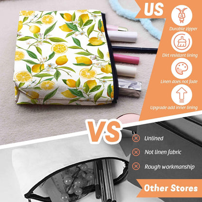 Makeup Bag Travel Makeup Organizer Waterproof Cosmetic Bag Pouch with Zipper 6.7x9.45in for Women Female Friend Mom - Lemon