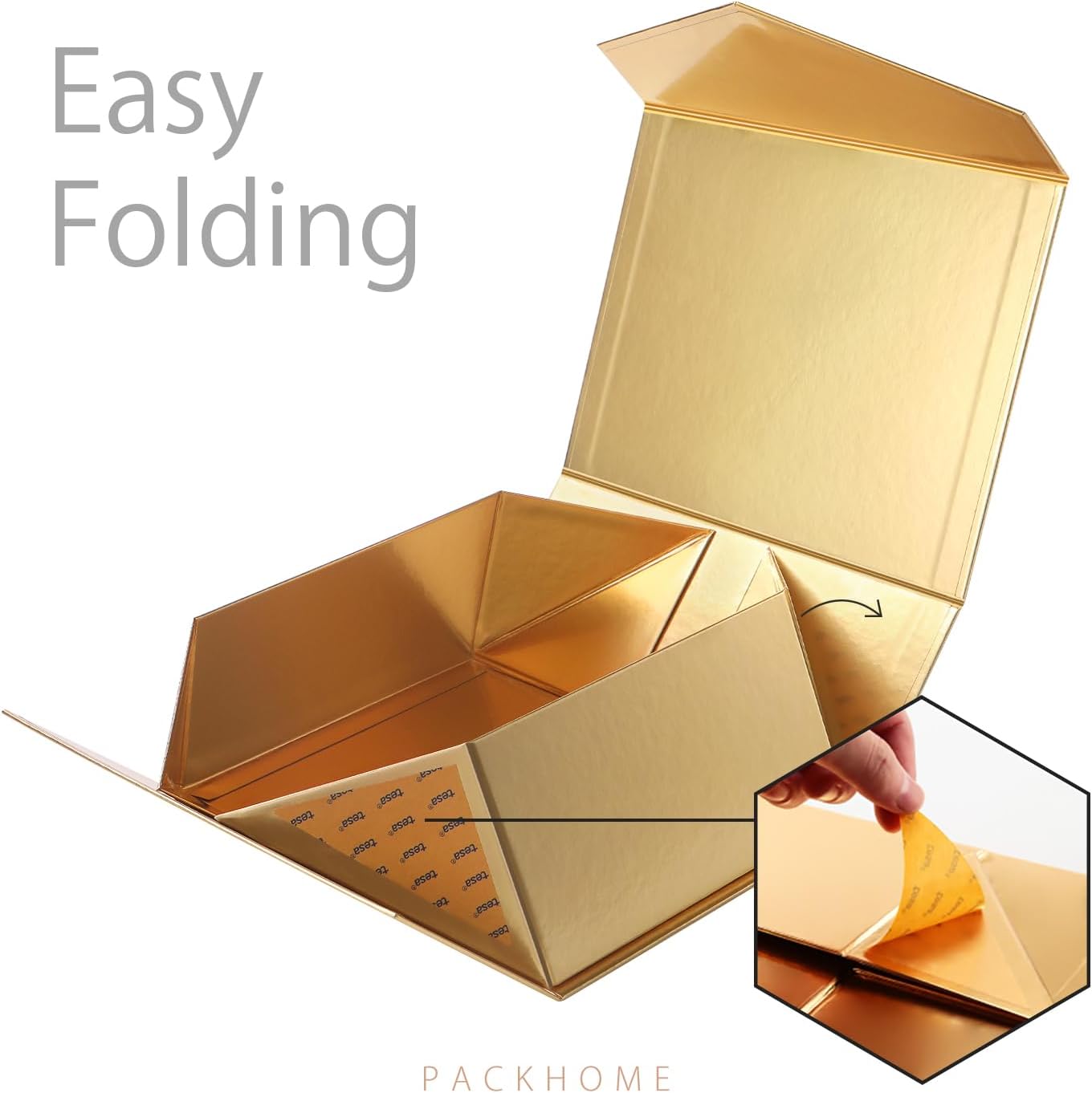 Gold Gift Box 9x6.5x3.8in with Magnetic Lid | sturdy cardboard,glossy finish,reusable for bridesmaid proposals,birthdays,holidays,luxury gifts