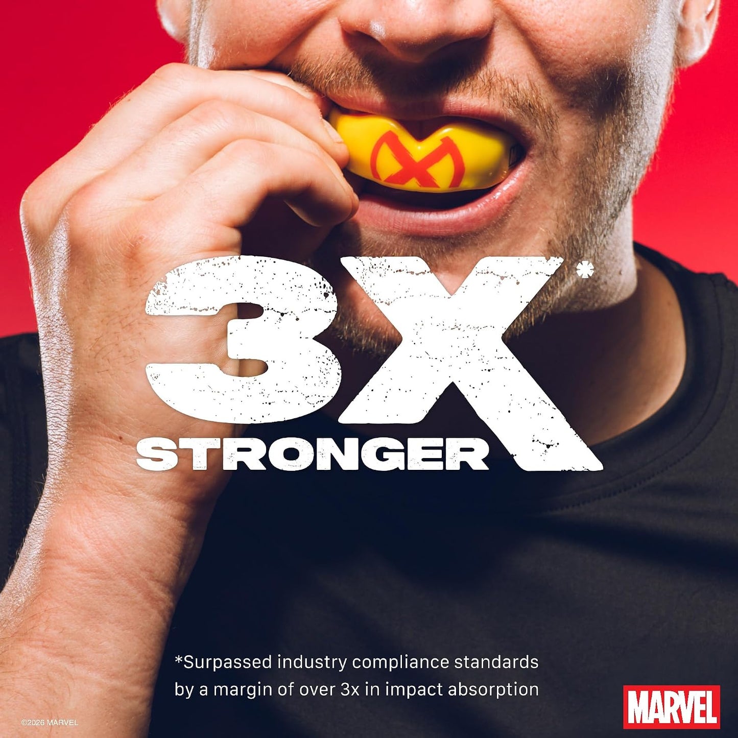 Marvel X-Men Sports Mouth Guard, Youth Dual Layer Mouthguard with Case | Youth <11 Years, Yellow Premium Mouthpiece, Easy Fit Remoldable, Anti Gag, Football, Boxing, Lacrosse, MMA, Contact Sports