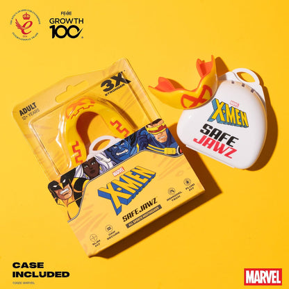 Marvel X-Men Sports Mouth Guard, Youth Dual Layer Mouthguard with Case | Youth <11 Years, Yellow Premium Mouthpiece, Easy Fit Remoldable, Anti Gag, Football, Boxing, Lacrosse, MMA, Contact Sports