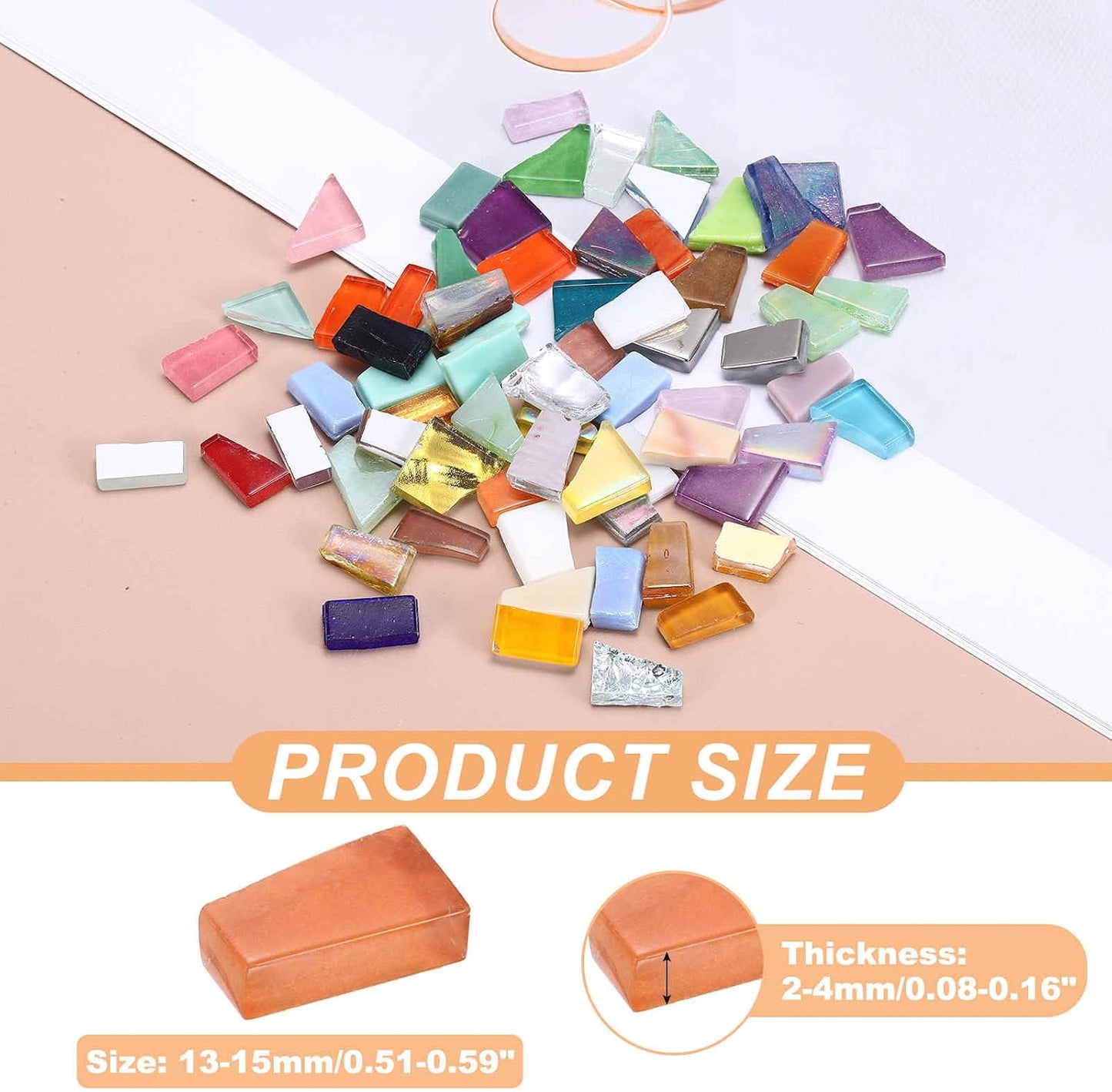 Irregular Glass Mosaic Tiles, 100g/0.2LB Irregular Stained Glass Sheets Broken Mosaic Pieces Tiles Supplies Kit Bulk for DIY Art Craft Making Home Decor, Red Yellow Orange Series