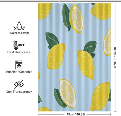 Shower Curtain Cute Yellow Lemons Cloth Showers Curtains Lemon Fruit Yellow Summer Fabric Shower Curtain for Bathroom Waterproof Modern Home Bathroom Decorations 48x72Inch