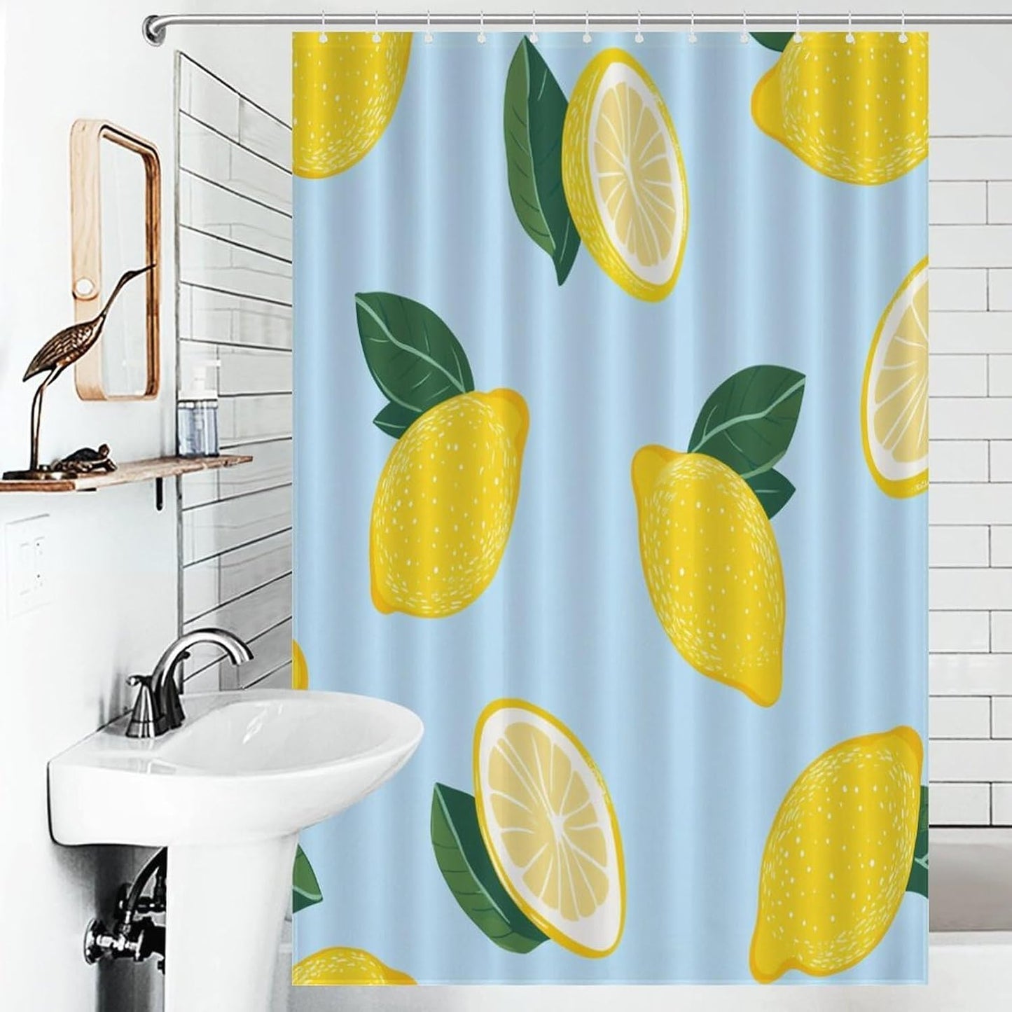 Shower Curtain Cute Yellow Lemons Cloth Showers Curtains Lemon Fruit Yellow Summer Fabric Shower Curtain for Bathroom Waterproof Modern Home Bathroom Decorations 48x72Inch