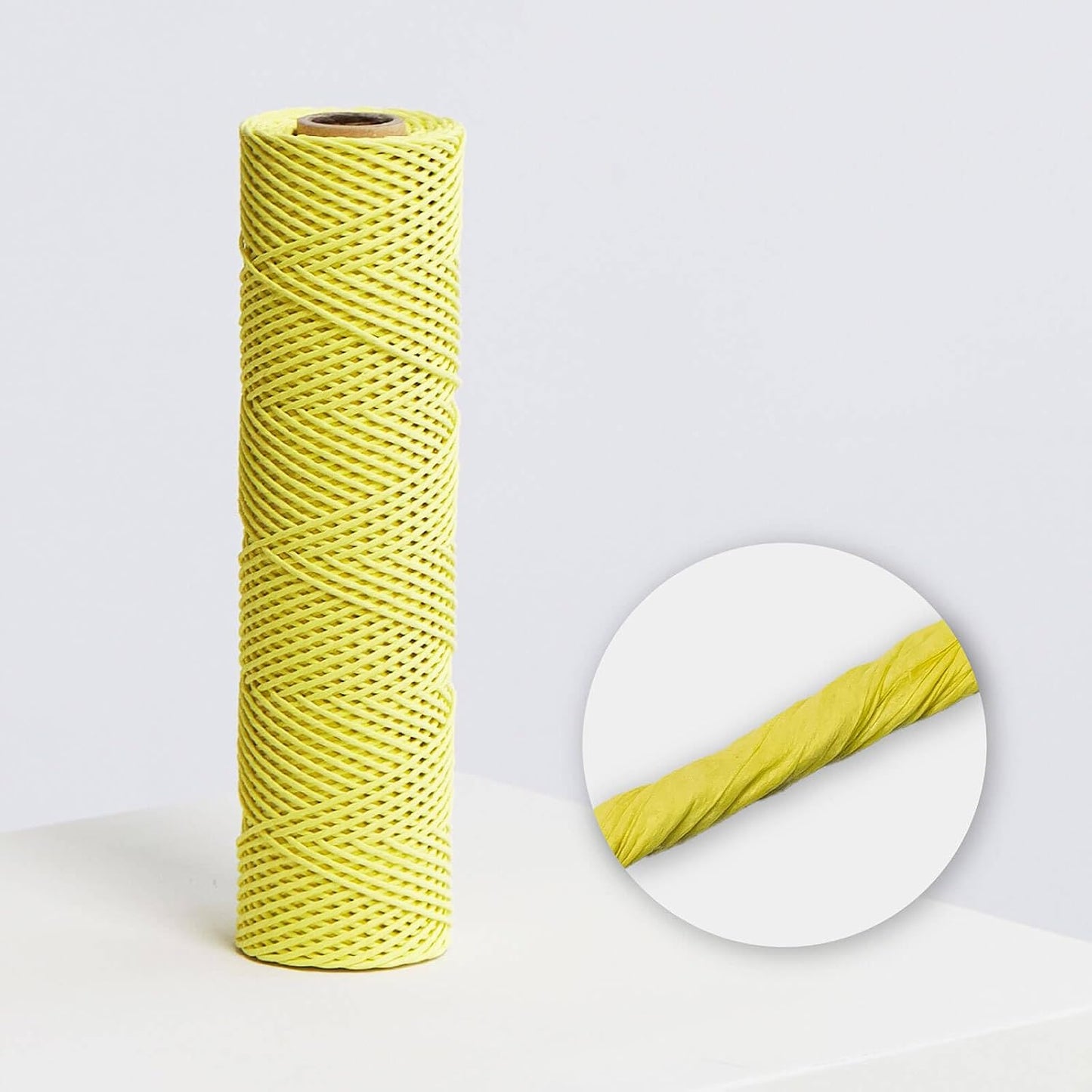 137 Yards Paper Raffia Ribbon, 1.5 mm Wide Twisted Natural Ribbon Paper String, Paper Twine Craft String for Gift Wrapping Packing, Raffia Yarn for Crocheting DIY Décor, Lime Yellow