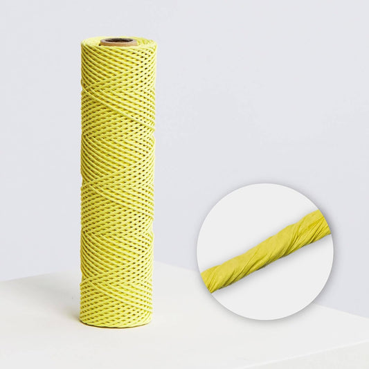 137 Yards Paper Raffia Ribbon, 1.5 mm Wide Twisted Natural Ribbon Paper String, Paper Twine Craft String for Gift Wrapping Packing, Raffia Yarn for Crocheting DIY Décor, Lime Yellow
