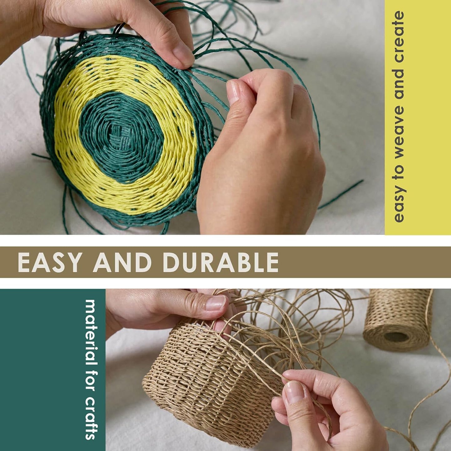 137 Yards Paper Raffia Ribbon, 1.5 mm Wide Twisted Natural Ribbon Paper String, Paper Twine Craft String for Gift Wrapping Packing, Raffia Yarn for Crocheting DIY Décor, Lime Yellow