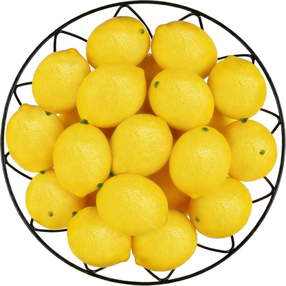 Fake Lemons, 20 Pcs Ultra Realistic Artificial Fruit with Natural Texture, Matte Non-Glossy Home Kitchen Table Decor for Photography and Party