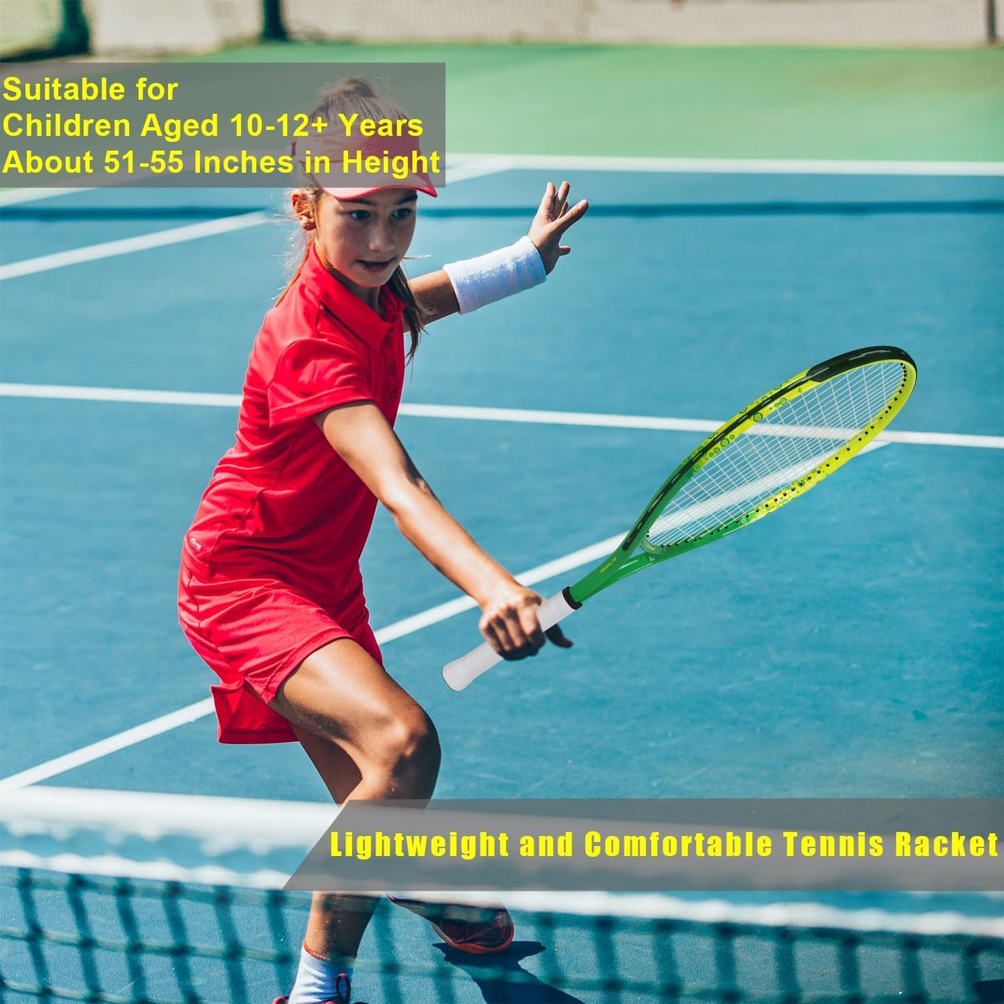 17"-25" Kids Tennis Racket for Aged 2-12 Lightweight Youth Tennis Racquet for Girls and Boys Outdoor/Indoor Sports with 1 Non-Slip Grip and 1 Shoulder Strap Bag Easy Carry