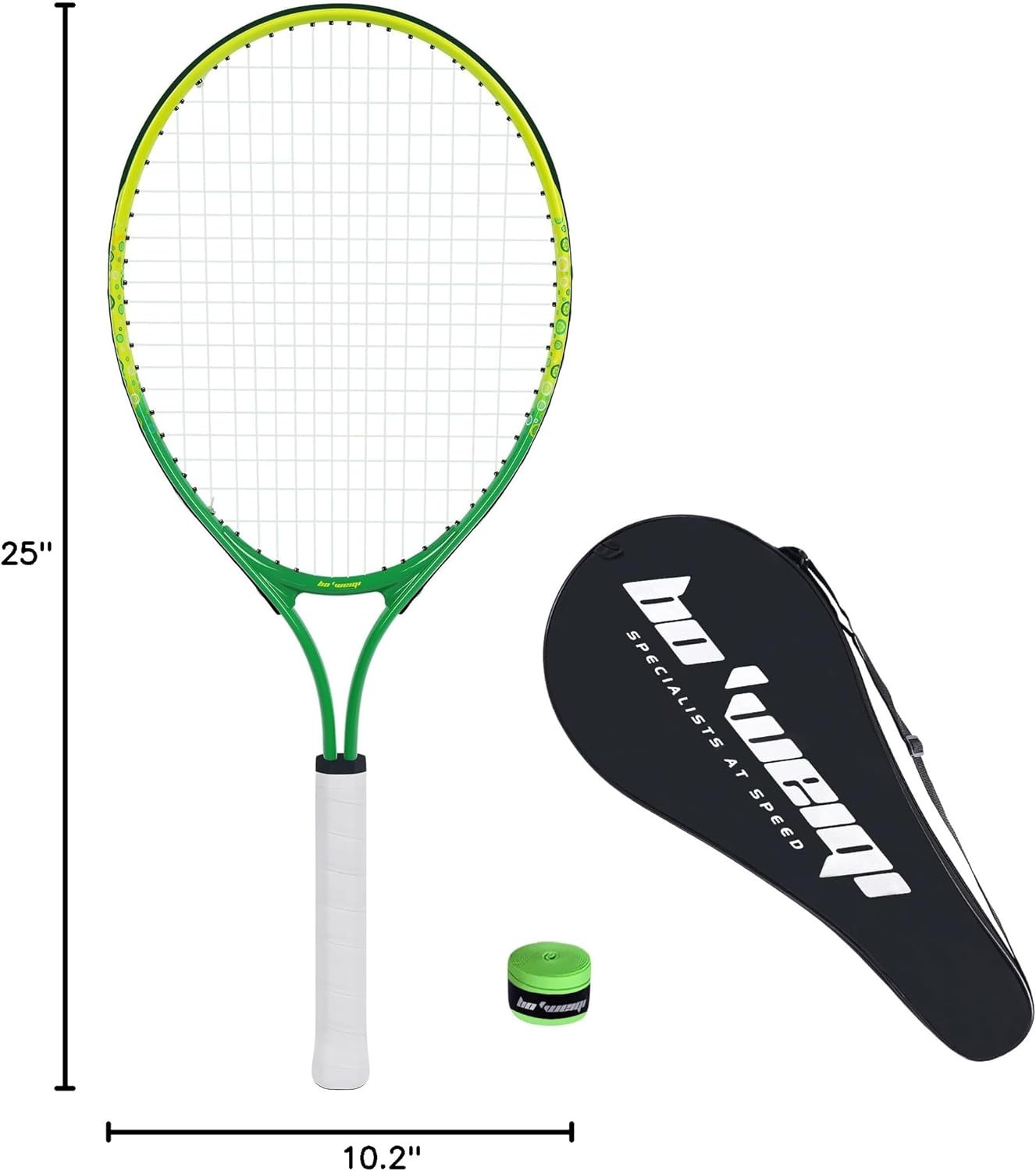 17"-25" Kids Tennis Racket for Aged 2-12 Lightweight Youth Tennis Racquet for Girls and Boys Outdoor/Indoor Sports with 1 Non-Slip Grip and 1 Shoulder Strap Bag Easy Carry