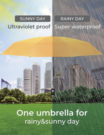 Travel Mini Umbrellas for Rain & Sun UV Protection Compact Folding Automatic Lightweight and Small Сollapsible Windproof Umbrella Women