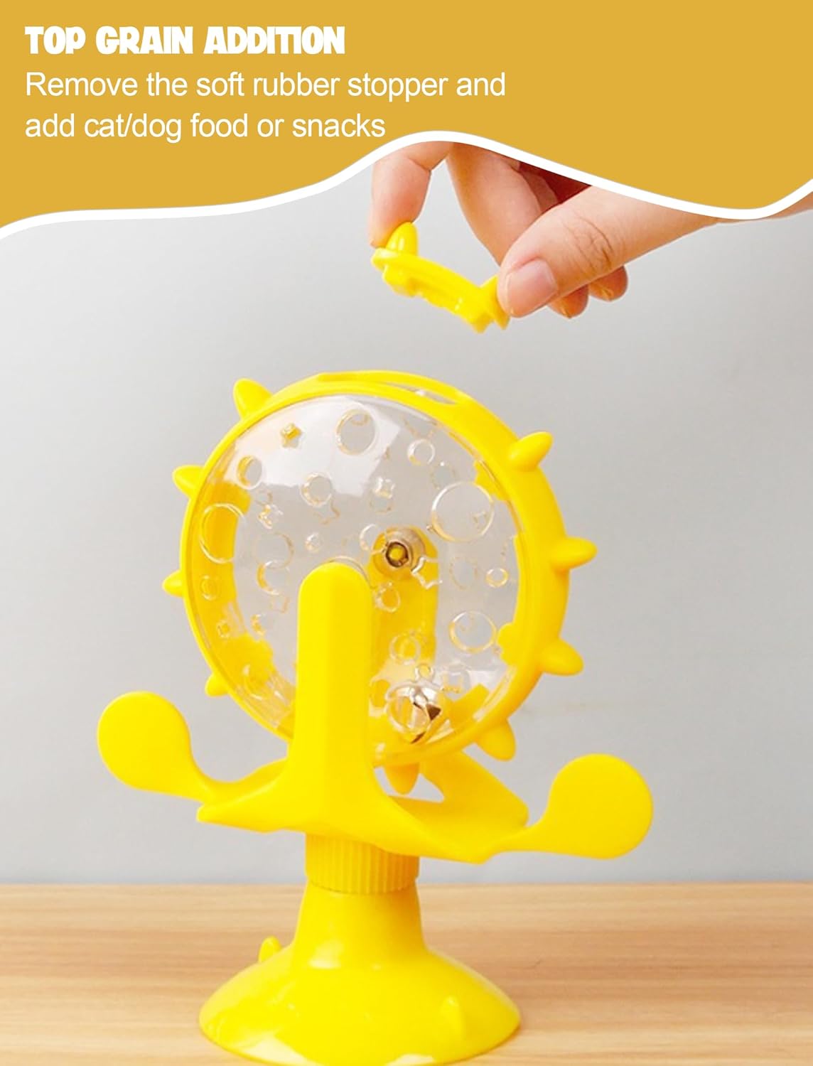 Cat Puzzle Feeder, Windmill Toy | Interactive Treat Dispensing Cat Toy, Suction Cup Base, Slow Feeding Design, For Indoor Play and Training Rewards