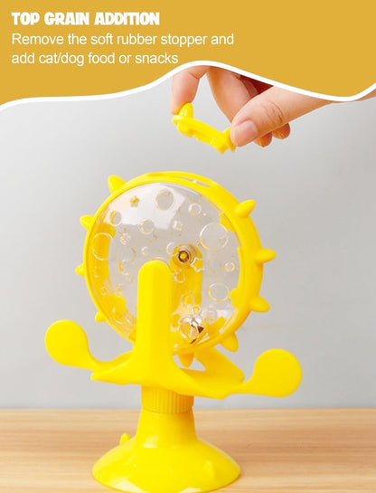 Cat Puzzle Feeder, Windmill Toy | Interactive Treat Dispensing Cat Toy, Suction Cup Base, Slow Feeding Design, For Indoor Play and Training Rewards