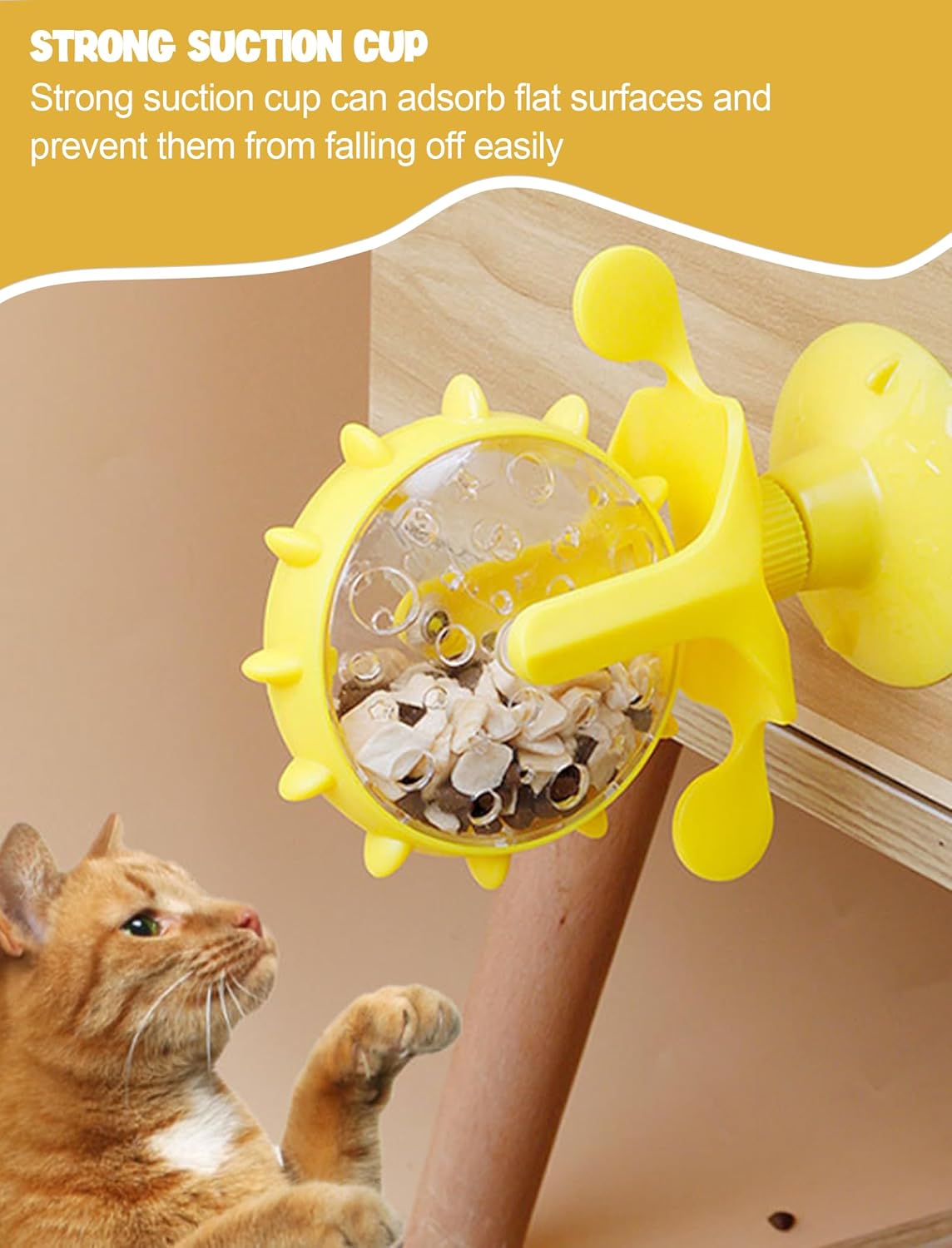 Cat Puzzle Feeder, Windmill Toy | Interactive Treat Dispensing Cat Toy, Suction Cup Base, Slow Feeding Design, For Indoor Play and Training Rewards