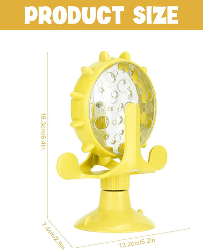 Cat Puzzle Feeder, Windmill Toy | Interactive Treat Dispensing Cat Toy, Suction Cup Base, Slow Feeding Design, For Indoor Play and Training Rewards