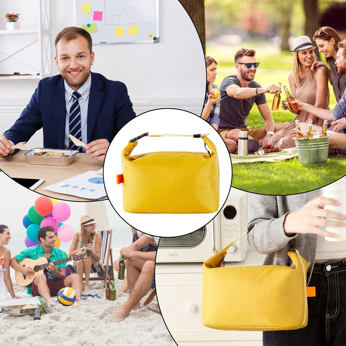 Large Capacity Lunch Bags for Men Women- Reusable Insulated Leakproof Lunch Box Tote Bag, Cool Bags for Adults,Thermal Cooler Bag for Work Picnic Travel -8L (Yellow)