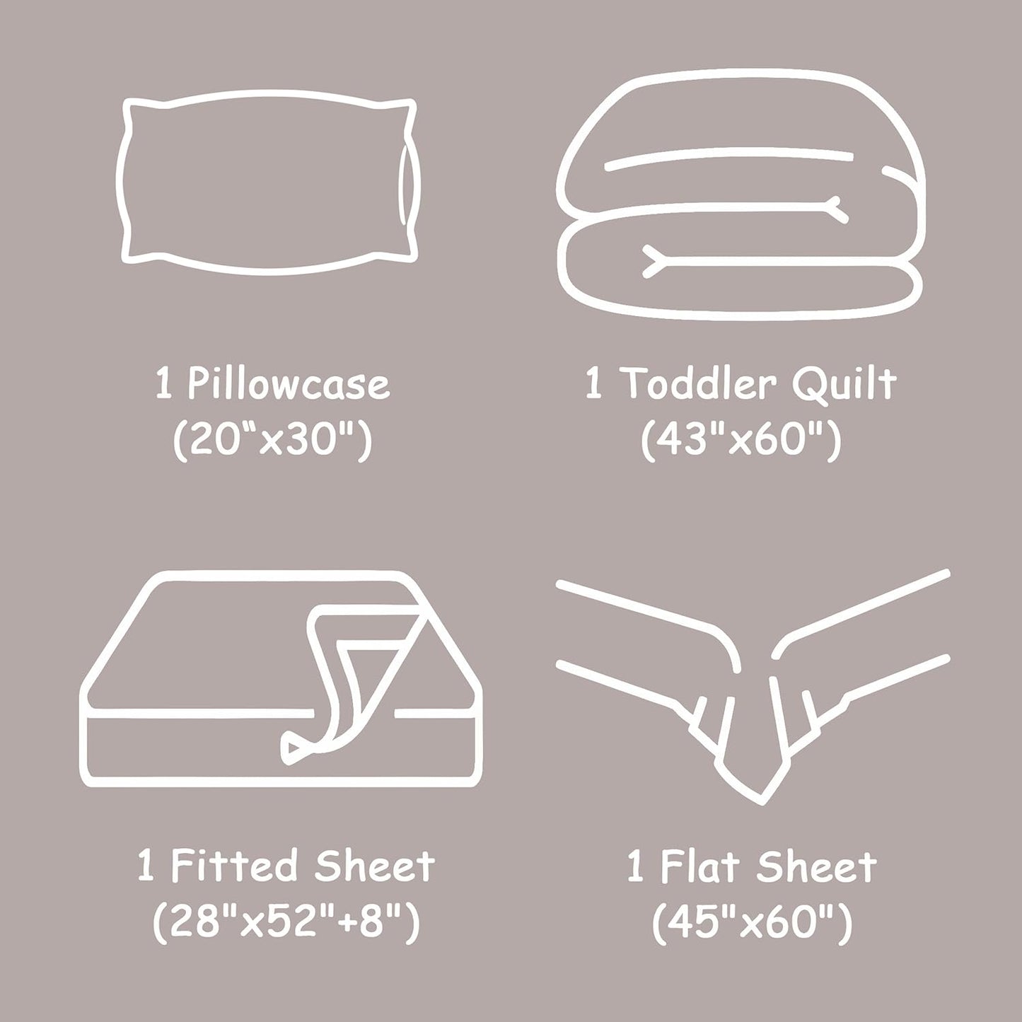 Toddler Bedding Set - 4 Piece Microfiber Crib Sheet Set, Crib Bedding Set Includes Quilted Comforter, Flat Top Sheet, Fitted Sheet, Envelope Pillow Case for Boys and Girls, Yellow