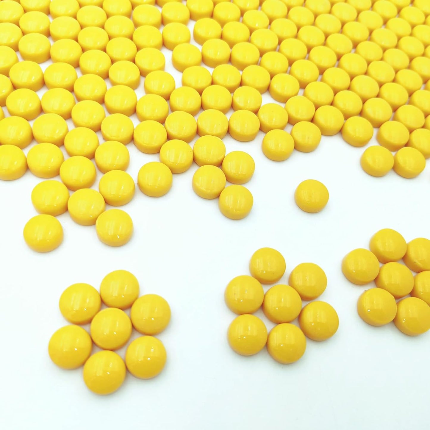 1/2 inch Mini Round Jade Mosaic Tiles, 1.1LB Circel Glass Mosaic Pieces for DIY Craft,Flowerpots, Vases, Cups, Garden Decor Mosaic Making Supplies (Yellow)