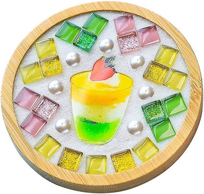 1/2 inch Mini Round Jade Mosaic Tiles, 1.1LB Circel Glass Mosaic Pieces for DIY Craft,Flowerpots, Vases, Cups, Garden Decor Mosaic Making Supplies (Yellow)