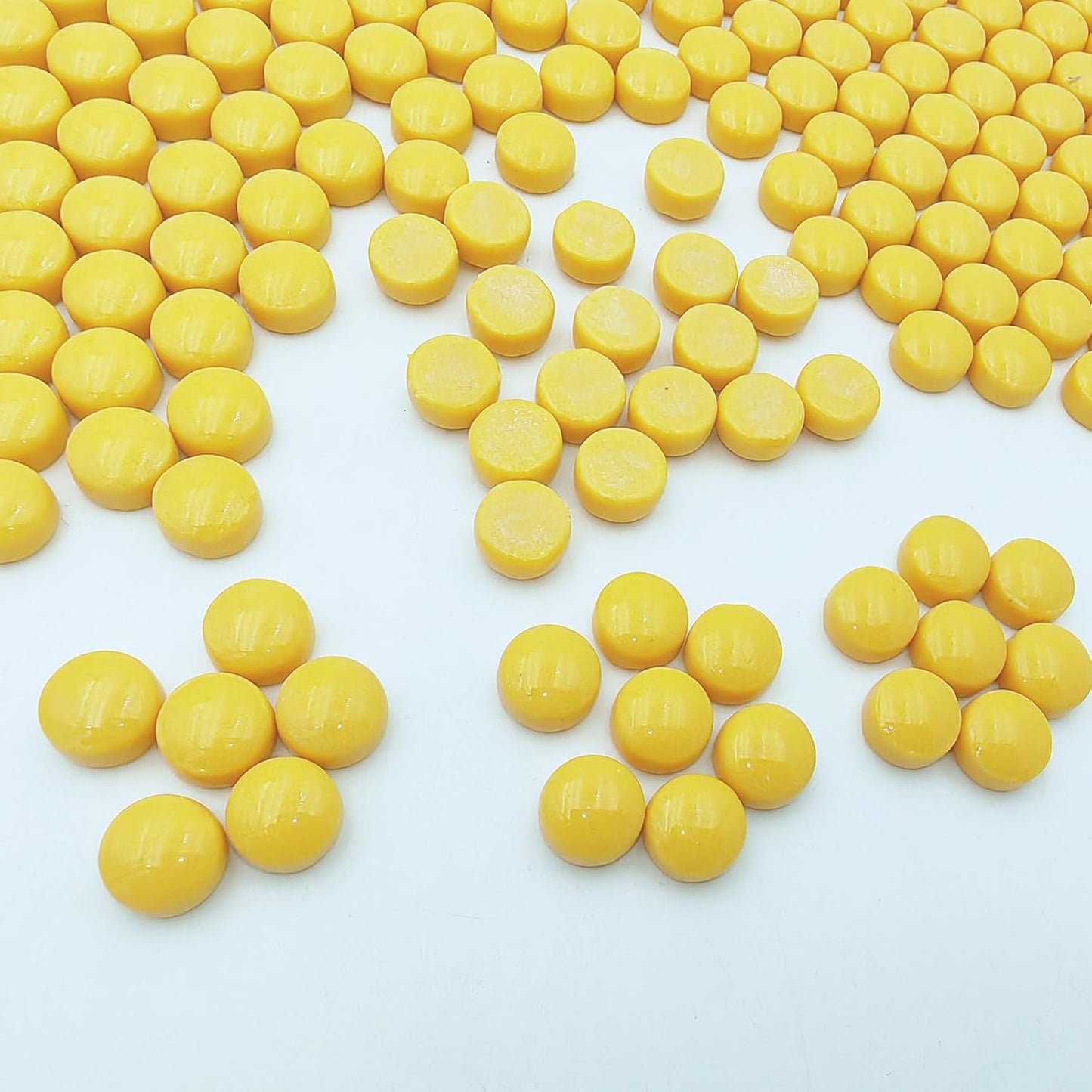 1/2 inch Mini Round Jade Mosaic Tiles, 1.1LB Circel Glass Mosaic Pieces for DIY Craft,Flowerpots, Vases, Cups, Garden Decor Mosaic Making Supplies (Yellow)