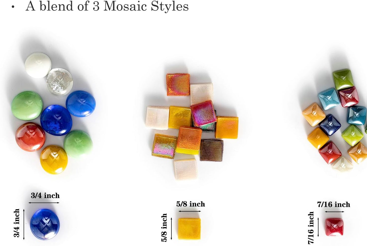 2.2 Pound Great Value Pack Glass Mosaic Tiles Bulk for DIY Crafts, Various Bright Solid Color Mosaic Pieces Tiles Supplies for DIY Crafting Iridescent Mosaic Glass Pieces