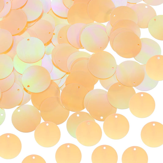 100 Pcs Flat Round Sequins 30mm/1.2 Inch Loose Paillettes Craft Sewing Sequins with Single Side Hole for DIY Embroidery Clothing Jewelry Making, AB Light Yellow