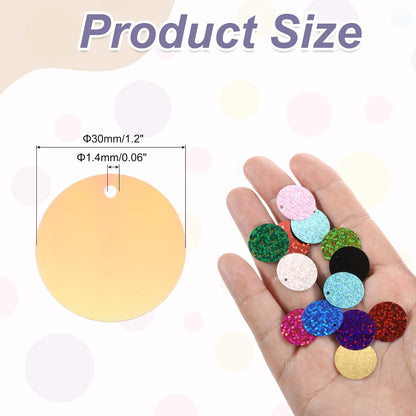 100 Pcs Flat Round Sequins 30mm/1.2 Inch Loose Paillettes Craft Sewing Sequins with Single Side Hole for DIY Embroidery Clothing Jewelry Making, AB Light Yellow
