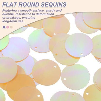 100 Pcs Flat Round Sequins 30mm/1.2 Inch Loose Paillettes Craft Sewing Sequins with Single Side Hole for DIY Embroidery Clothing Jewelry Making, AB Light Yellow