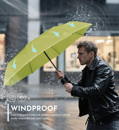 Compact Travel Windproof Umbrella, Vented 43" Auto open/close Folding Quick Dry Umbrellas for Rain, Portable Small for Backpack Car, Thoughtful Gift for Women Men Kids, TSA Approved