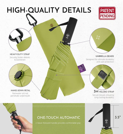 Compact Travel Windproof Umbrella, Vented 43" Auto open/close Folding Quick Dry Umbrellas for Rain, Portable Small for Backpack Car, Thoughtful Gift for Women Men Kids, TSA Approved