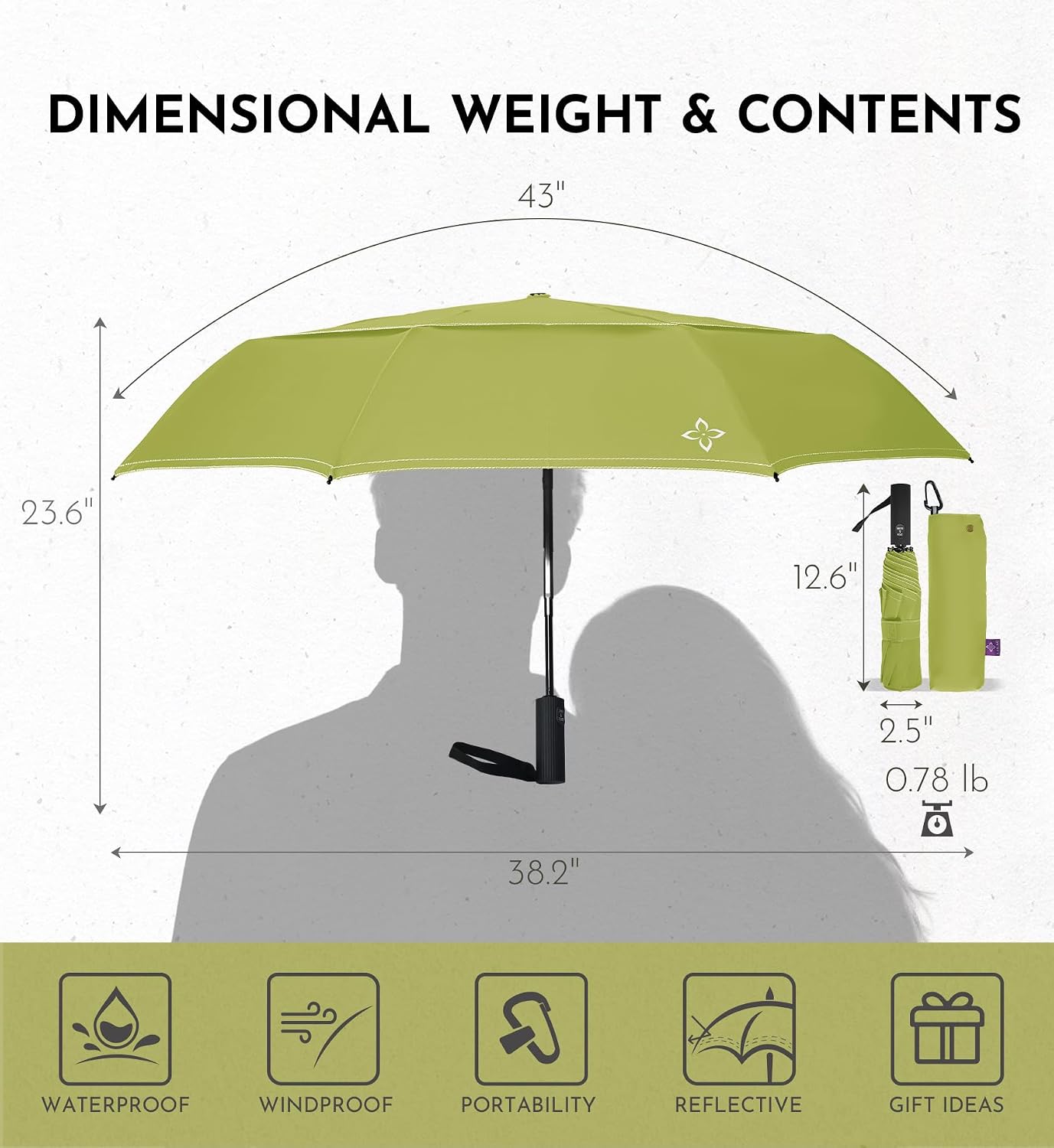 Compact Travel Windproof Umbrella, Vented 43" Auto open/close Folding Quick Dry Umbrellas for Rain, Portable Small for Backpack Car, Thoughtful Gift for Women Men Kids, TSA Approved