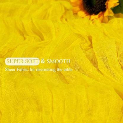 3Pack Yellow Cheesecloth Table Runner,17 x 108 inch Sheer Cheese Cloth Fabric Table Runner Boho Yellow Table Runners Bulk for Wedding,Birthday,Party,Holiday,Home Decor