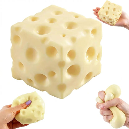 Cheese Squishy Toys, Slow Rising Stress Relief Gifts for Adults, 2.96Inch | Soft Cheese Squishy Help Calm Anxiety. Easy to Clean, Portable, Safe TPR Material. Ideal for Office Home Travel, Light Yellow